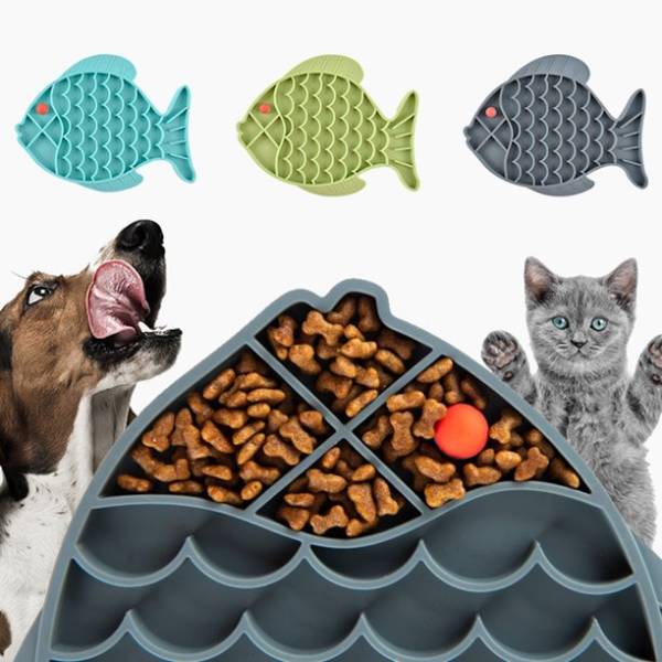 Atomic Kitschy Cat Fish Shaped Pet Feeding Mats, Retro Boomerang Starburst  Non-Slip, Highly Absorbent Pads, Cat Lovers Gift - 127881923