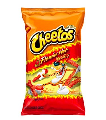 a bag of flamin' hot cheetos