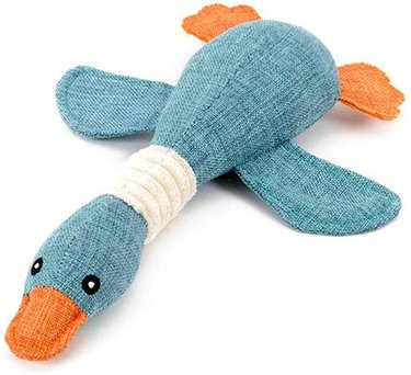 indestructible squeaky goose dog toy for aggressive chewers