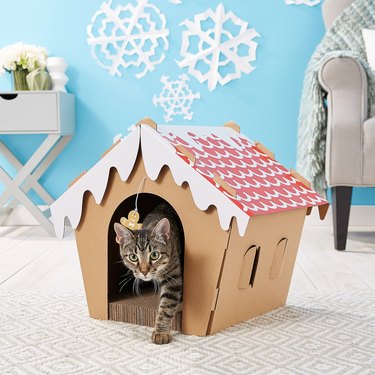 cardboard cat scratcher house