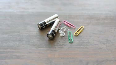 Batteries, paper clips and thumb tacks