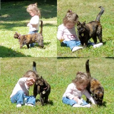 Little girl and cat.