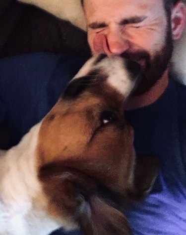 Chris Evans and dog
