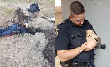 Canadian cops spend hours digging up puppies trapped in tunnel