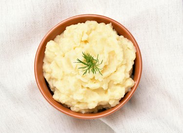 Mashed potato in ceramic bowl