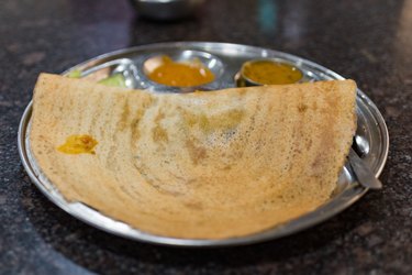 Rava Dosa (Dosai) a typical South Indian food, Chennai, Tamil Nadu