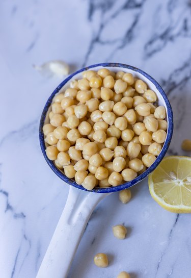 Soaked chickpea in colander
