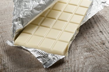 white chocolate bar in foil wrapping