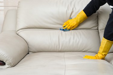 cleaning leather sofa at home