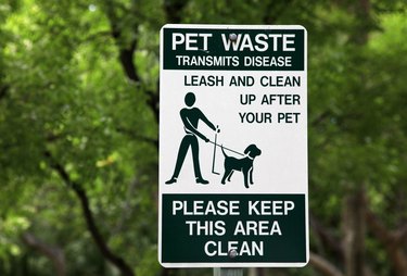 Pet waste sign at the park in Miami