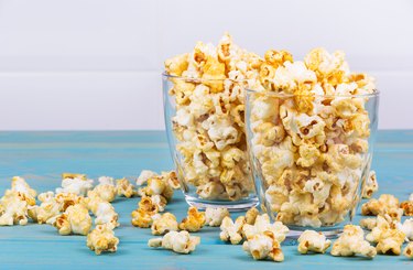 Two cups of homemade popcorn