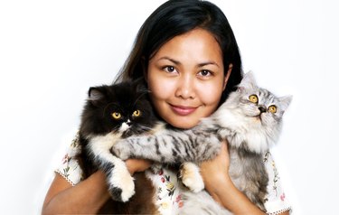 Women with two cats