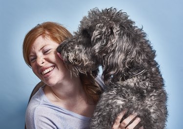 Red headed British female with her dog