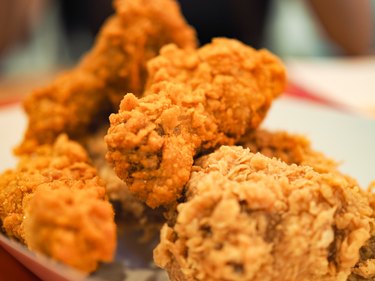 Close-Up Of Fried Chicken on Plate