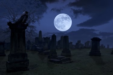 Spooky night at cemetery