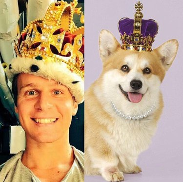 jonathan groff and corgi in crowns