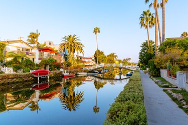 Residential building along Venice Canals in Venice, Los Angeles, California