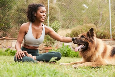 Yoga instructor shares a beautiful moment in nature with her German shepherd