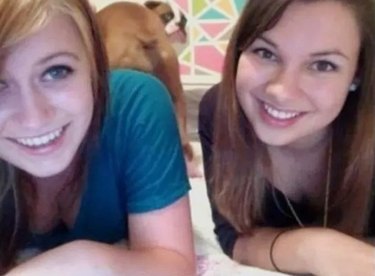 dog photobombs teen's selfie