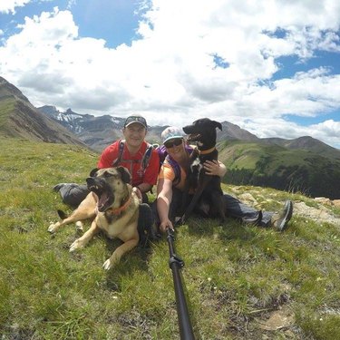 dog ruins nice family photo