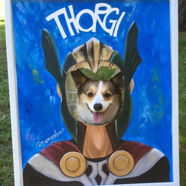 corgi posting in Loki cutout