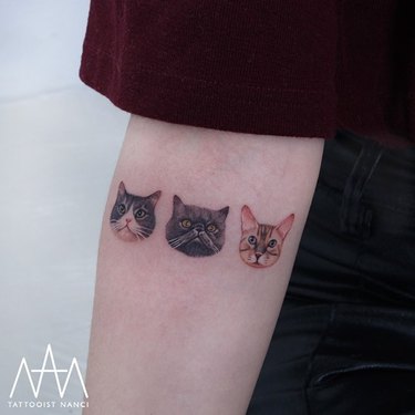 tattoo of cat and dog faces