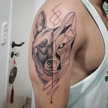 cool tattoo of dog's face
