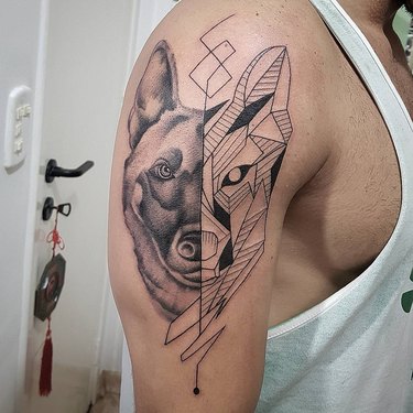 dog head tattoo