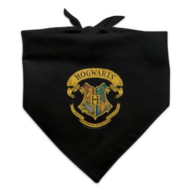A black Harry Potter Illustrated Hogwart's Crest Dog Pet Bandana