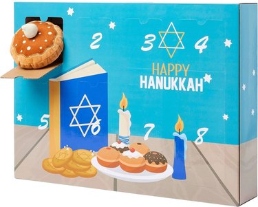 8-day Hanukkah calendar with a plush dog toy for each day.
