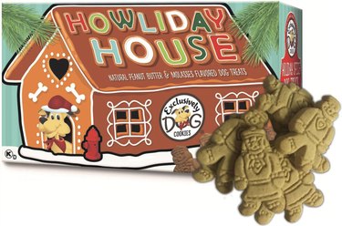 Howliday House peanut butter and molasses falvored dog treats shaped like nutcrackers.
