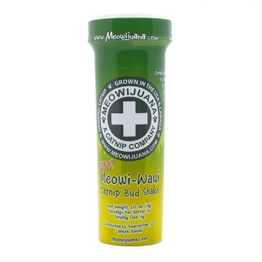 A container of Meowijuana® Meowi-Waui Catnip Bud Shake