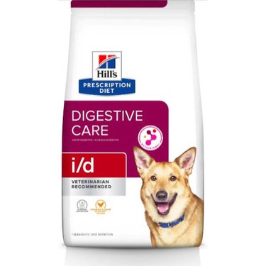 A bag of Hill's Prescription Diet i/d Digestive Care Chicken Flavor Dry Dog Food
