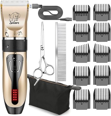 USB rechargeable dog grooming kit.