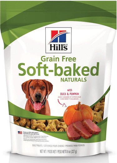 Hill's soft-baked, grain-free treats with pumpkin and real duck.