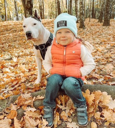 girl and pitbull