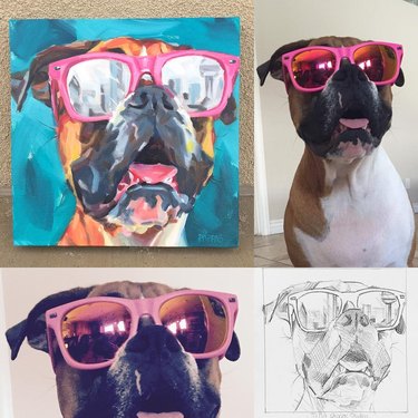 dog wearing sunglasses doing a blep