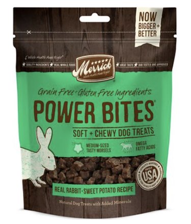 soft and chewy dog training treats made with real rabbit and sweet potato