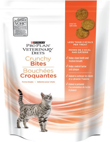 A bag of Purina Pro Plan Veterinary Diets Crunchy Bites Crunchy Cat Treats