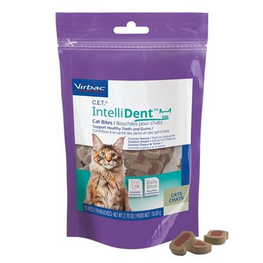 A bag of Virbac C.E.T. IntelliDent Cat Dental Treats