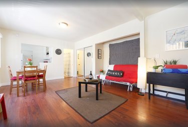 Charming minimalist living room in beach apartment