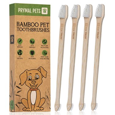 Prymal Pets Bamboo Toothbrushes for Dogs, 4-Count