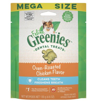 Feline GREENIES Natural Dental Care Cat Treats, Chicken Flavor, 4.6-oz Bag