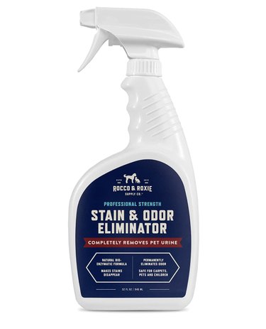 Spray bottle of Rocco & Roxie Stain and Odor Eliminator