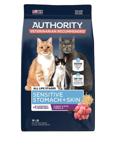 Authority® Sensitive Stomach and Skin All Life Stages Cat Food - Turkey & Rice, 16-lb. Bag