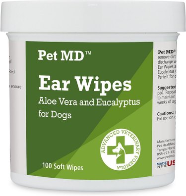 Pet MD Aloe Vera and Eucalyptus Dog Ear Wipes, 100-Count