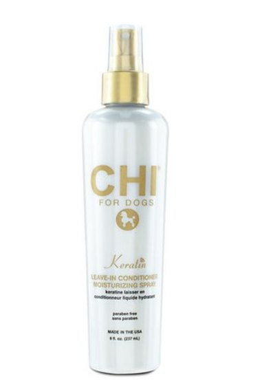 Bottle of CHI Keratin Leave-In Conditioner Spray for dogs