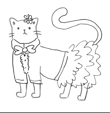 Cat template for a challange with a hand-drawn tuxedo and tutu.