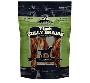 Redbarn Naturals Braided Bully Sticks 7" Dog Treats, 3-Count