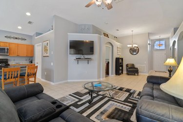 Clean and bright great room area in Florida rental vacation home.
